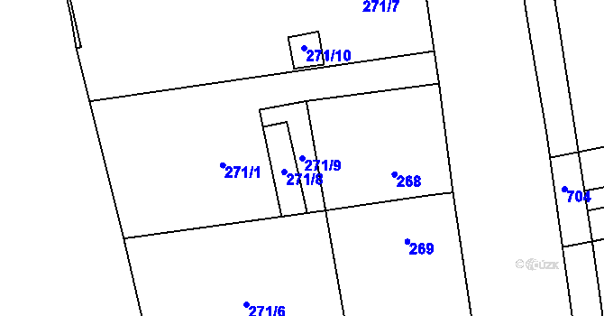 Parcela st. 271/9 v KÚ Borotice nad Jevišovkou, Katastrální mapa
