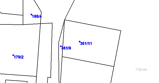 Parcela st. 361/11 v KÚ Borotice nad Jevišovkou, Katastrální mapa