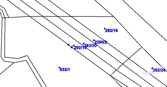 Parcela st. 282/20 v KÚ Borotín u Tábora, Katastrální mapa