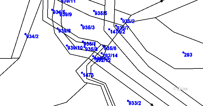 Parcela st. 292/14 v KÚ Borotín u Tábora, Katastrální mapa