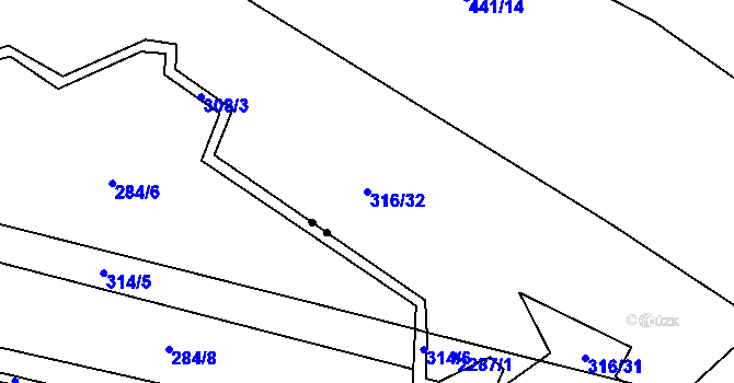 Parcela st. 316/32 v KÚ Borotín u Tábora, Katastrální mapa