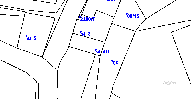 Parcela st. 4/1 v KÚ Borotín u Tábora, Katastrální mapa