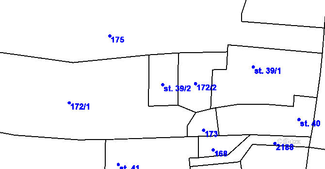Parcela st. 39/2 v KÚ Borotín u Tábora, Katastrální mapa