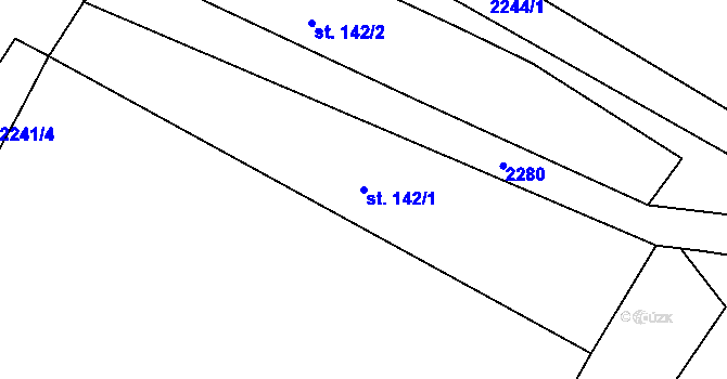 Parcela st. 142/1 v KÚ Borotín u Tábora, Katastrální mapa