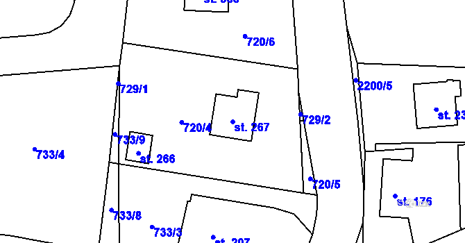 Parcela st. 267 v KÚ Borotín u Tábora, Katastrální mapa