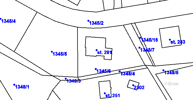 Parcela st. 281 v KÚ Borotín u Tábora, Katastrální mapa