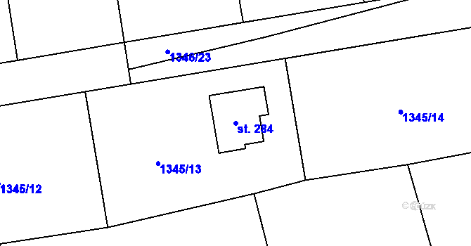 Parcela st. 284 v KÚ Borotín u Tábora, Katastrální mapa