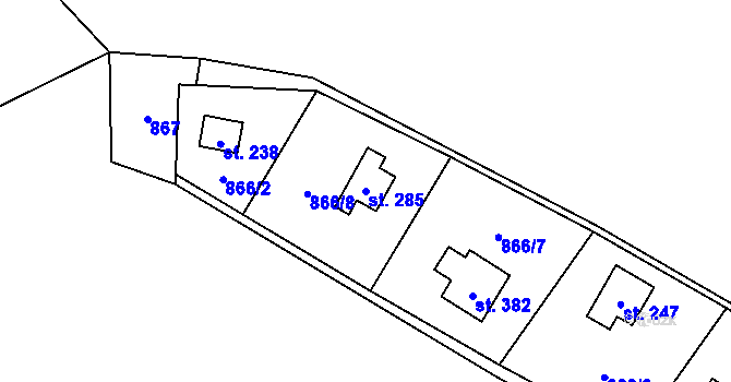 Parcela st. 285 v KÚ Borotín u Tábora, Katastrální mapa