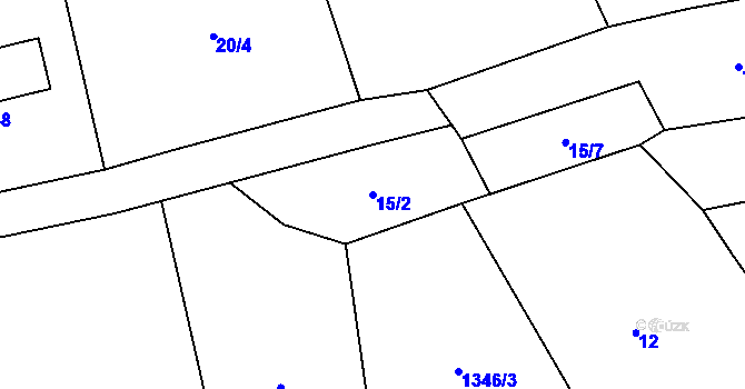 Parcela st. 15/2 v KÚ Borotín u Tábora, Katastrální mapa