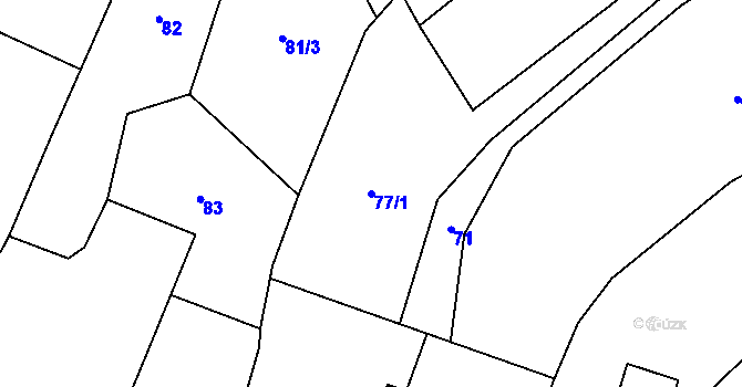 Parcela st. 77/1 v KÚ Borotín u Tábora, Katastrální mapa