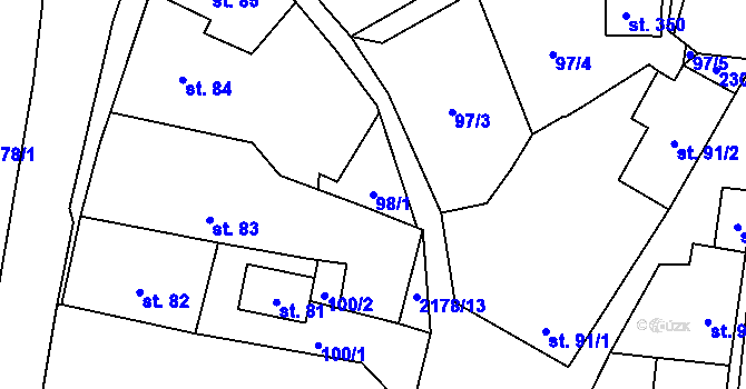 Parcela st. 98/1 v KÚ Borotín u Tábora, Katastrální mapa