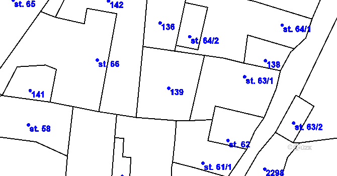 Parcela st. 139 v KÚ Borotín u Tábora, Katastrální mapa