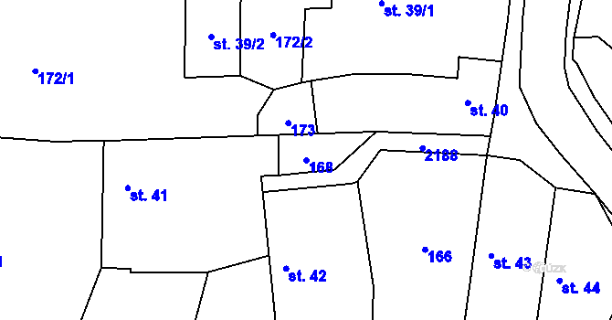 Parcela st. 168 v KÚ Borotín u Tábora, Katastrální mapa