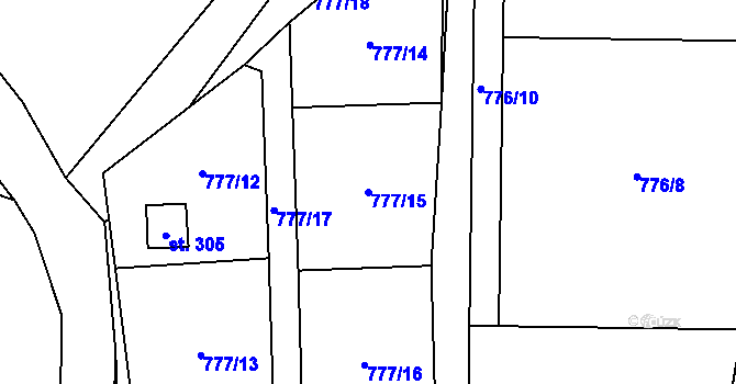 Parcela st. 777/15 v KÚ Borotín u Tábora, Katastrální mapa