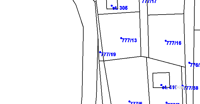 Parcela st. 777/19 v KÚ Borotín u Tábora, Katastrální mapa