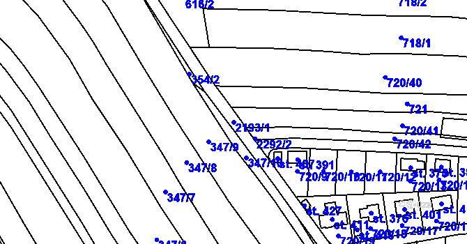 Parcela st. 2193/1 v KÚ Borotín u Tábora, Katastrální mapa