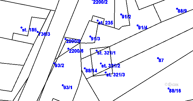 Parcela st. 321/1 v KÚ Borotín u Tábora, Katastrální mapa