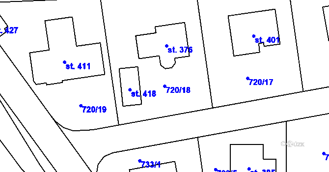 Parcela st. 720/18 v KÚ Borotín u Tábora, Katastrální mapa
