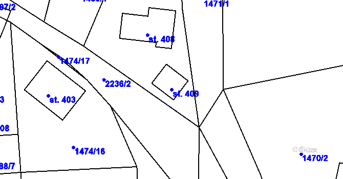 Parcela st. 409 v KÚ Borotín u Tábora, Katastrální mapa