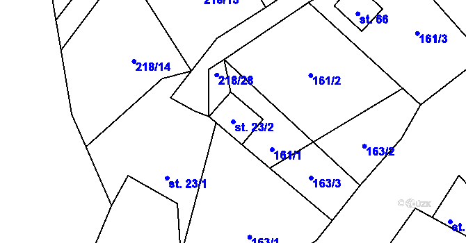 Parcela st. 23/2 v KÚ Kamenná Lhota u Borotína, Katastrální mapa