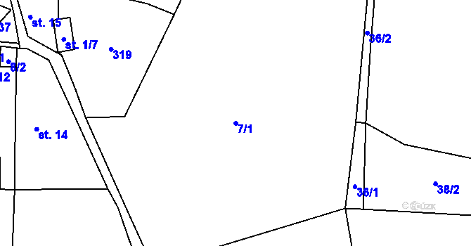 Parcela st. 7/1 v KÚ Kamenná Lhota u Borotína, Katastrální mapa