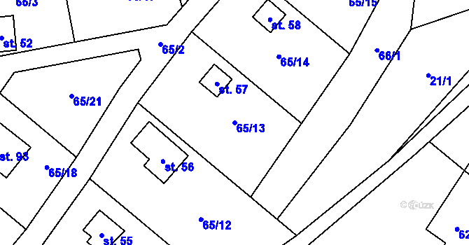 Parcela st. 65/13 v KÚ Kamenná Lhota u Borotína, Katastrální mapa
