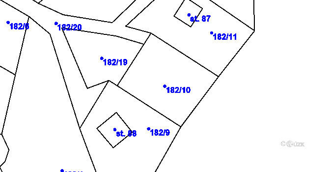 Parcela st. 182/10 v KÚ Kamenná Lhota u Borotína, Katastrální mapa
