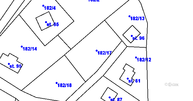 Parcela st. 182/17 v KÚ Kamenná Lhota u Borotína, Katastrální mapa