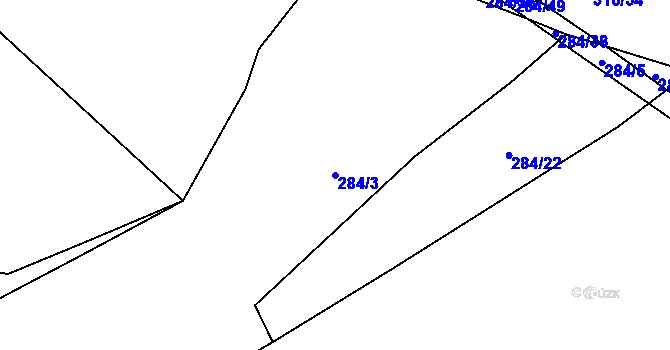 Parcela st. 284/3 v KÚ Kamenná Lhota u Borotína, Katastrální mapa
