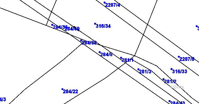 Parcela st. 284/5 v KÚ Kamenná Lhota u Borotína, Katastrální mapa