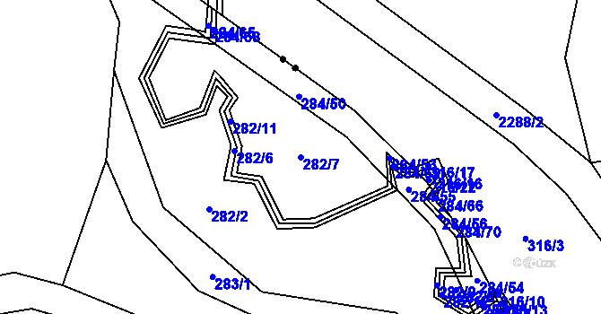 Parcela st. 282/7 v KÚ Kamenná Lhota u Borotína, Katastrální mapa