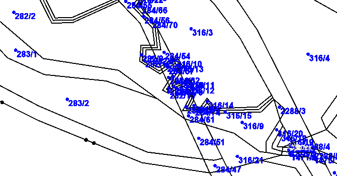 Parcela st. 282/13 v KÚ Kamenná Lhota u Borotína, Katastrální mapa