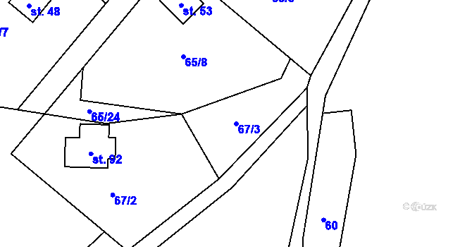 Parcela st. 67/3 v KÚ Kamenná Lhota u Borotína, Katastrální mapa