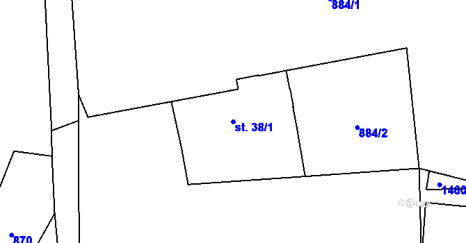 Parcela st. 38/1 v KÚ Pikov, Katastrální mapa