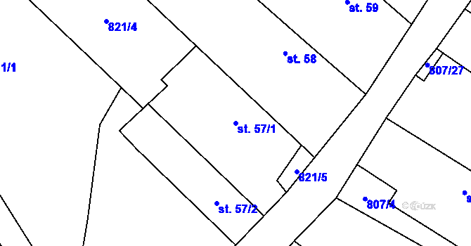 Parcela st. 57/1 v KÚ Pikov, Katastrální mapa