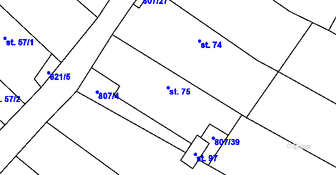 Parcela st. 75 v KÚ Pikov, Katastrální mapa
