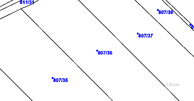 Parcela st. 807/36 v KÚ Pikov, Katastrální mapa