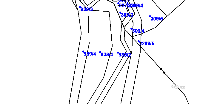 Parcela st. 938/4 v KÚ Pikov, Katastrální mapa