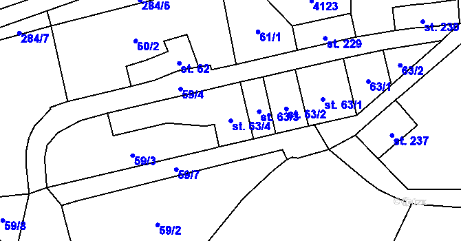 Parcela st. 63/4 v KÚ Borotín u Boskovic, Katastrální mapa