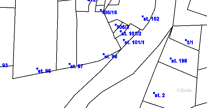 Parcela st. 98 v KÚ Borotín u Boskovic, Katastrální mapa