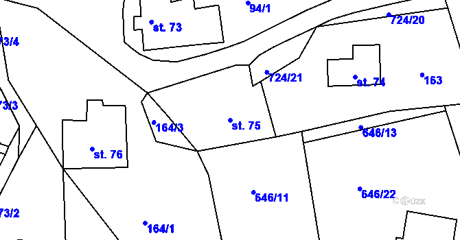 Parcela st. 75 v KÚ Borová, Katastrální mapa