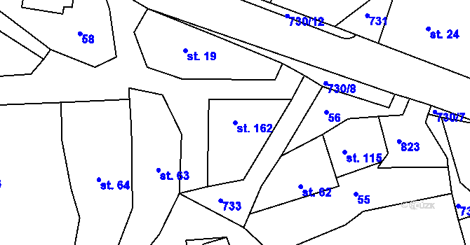 Parcela st. 162 v KÚ Borová, Katastrální mapa