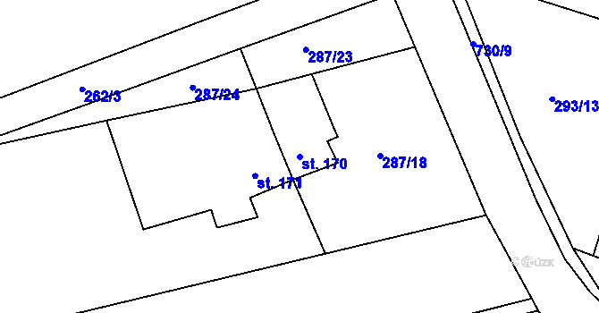 Parcela st. 170 v KÚ Borová, Katastrální mapa