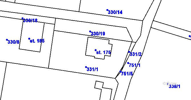 Parcela st. 175 v KÚ Borová, Katastrální mapa