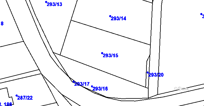 Parcela st. 293/15 v KÚ Borová, Katastrální mapa