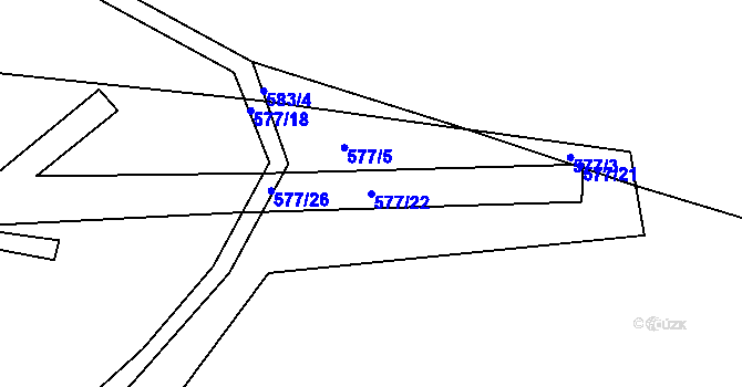 Parcela st. 577/22 v KÚ Borová, Katastrální mapa