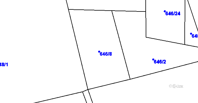 Parcela st. 646/8 v KÚ Borová, Katastrální mapa