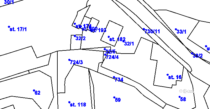 Parcela st. 724/4 v KÚ Borová, Katastrální mapa