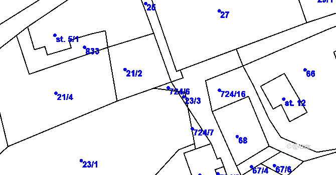 Parcela st. 724/6 v KÚ Borová, Katastrální mapa