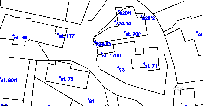 Parcela st. 176/1 v KÚ Borová, Katastrální mapa